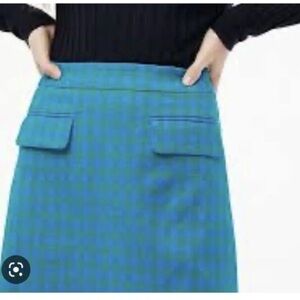 J. Crew Front Flap Pocket Green and Blue Gingham Skirt size 4
